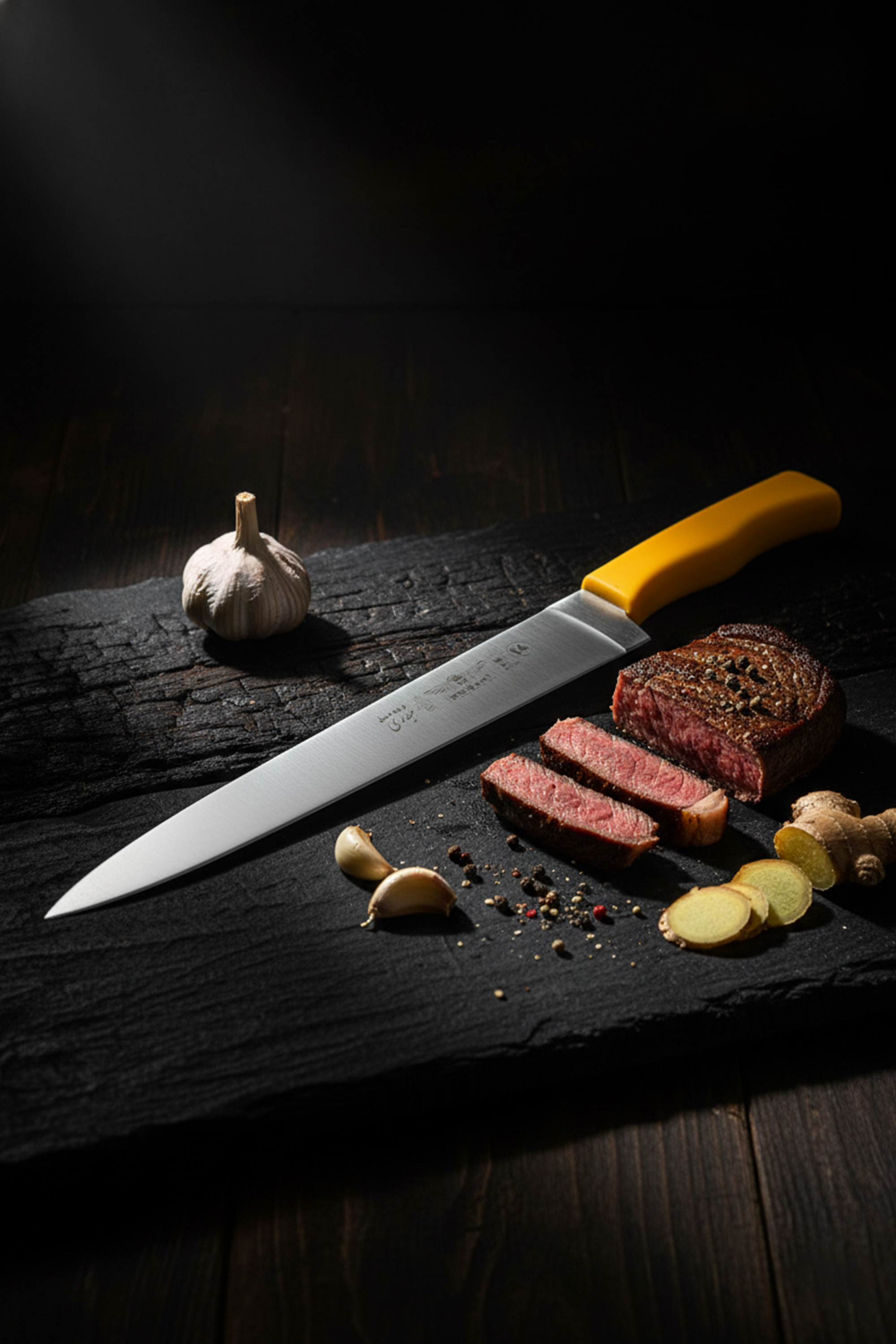 چاقوی قصابی (برگ‌زنی) حیدری سایز ۱۴ مدل MO V15 با دسته ارگونومیک - کد 401