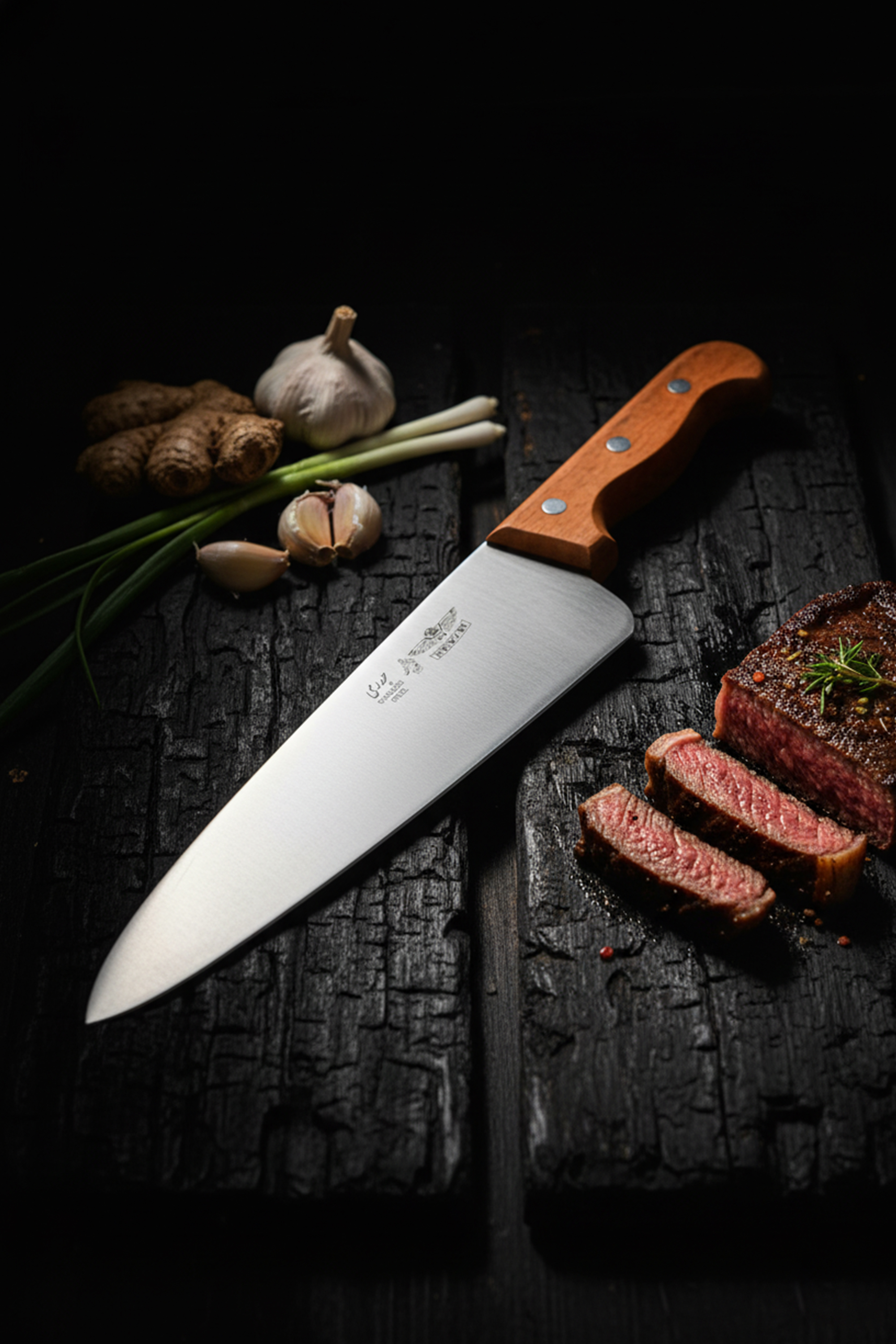 چاقوی قصابی (رستورانی بزرگ) حیدری سایز ۱۰ دسته چوبی مدل Stainless Steel- کد 403