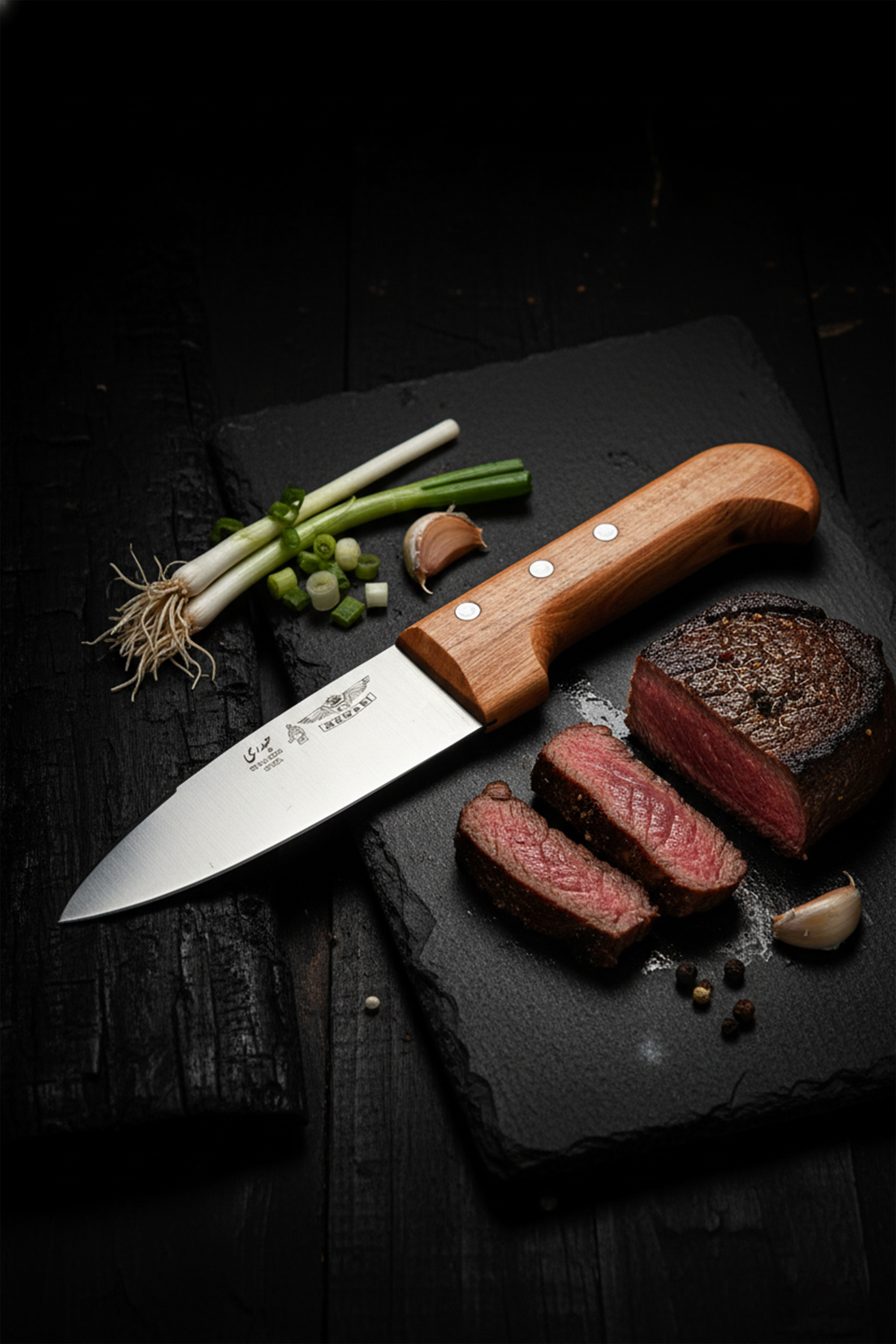 چاقوی سلاخی حیدری سایز 3 مدل دسته چوبی – تیغه ۱۲ سانتی‌متری - کد 410