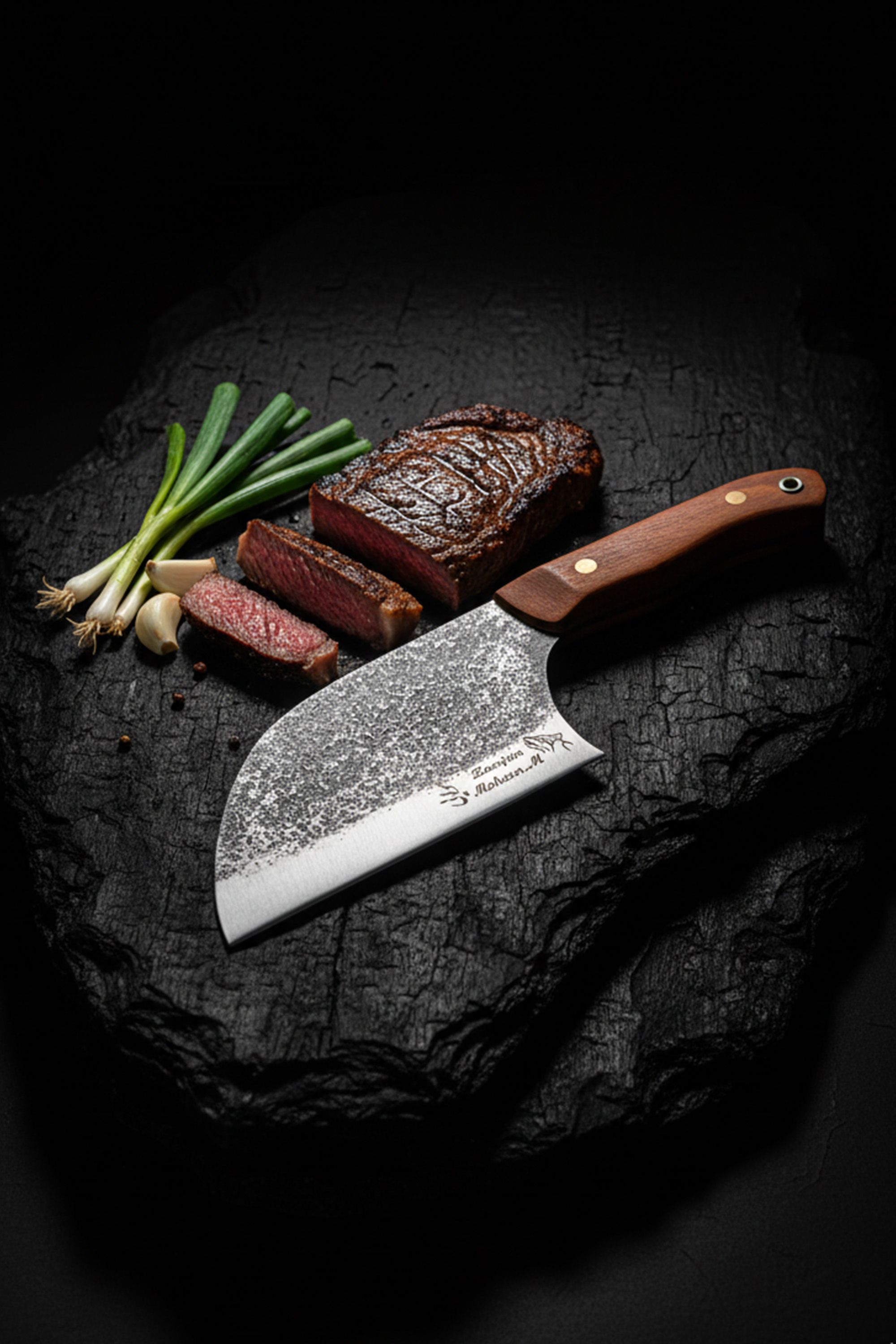 ساتور طبیعت‌گردی زنجان محسن دسته چوبی ۲۸ سانتی - کد ۴۲۵