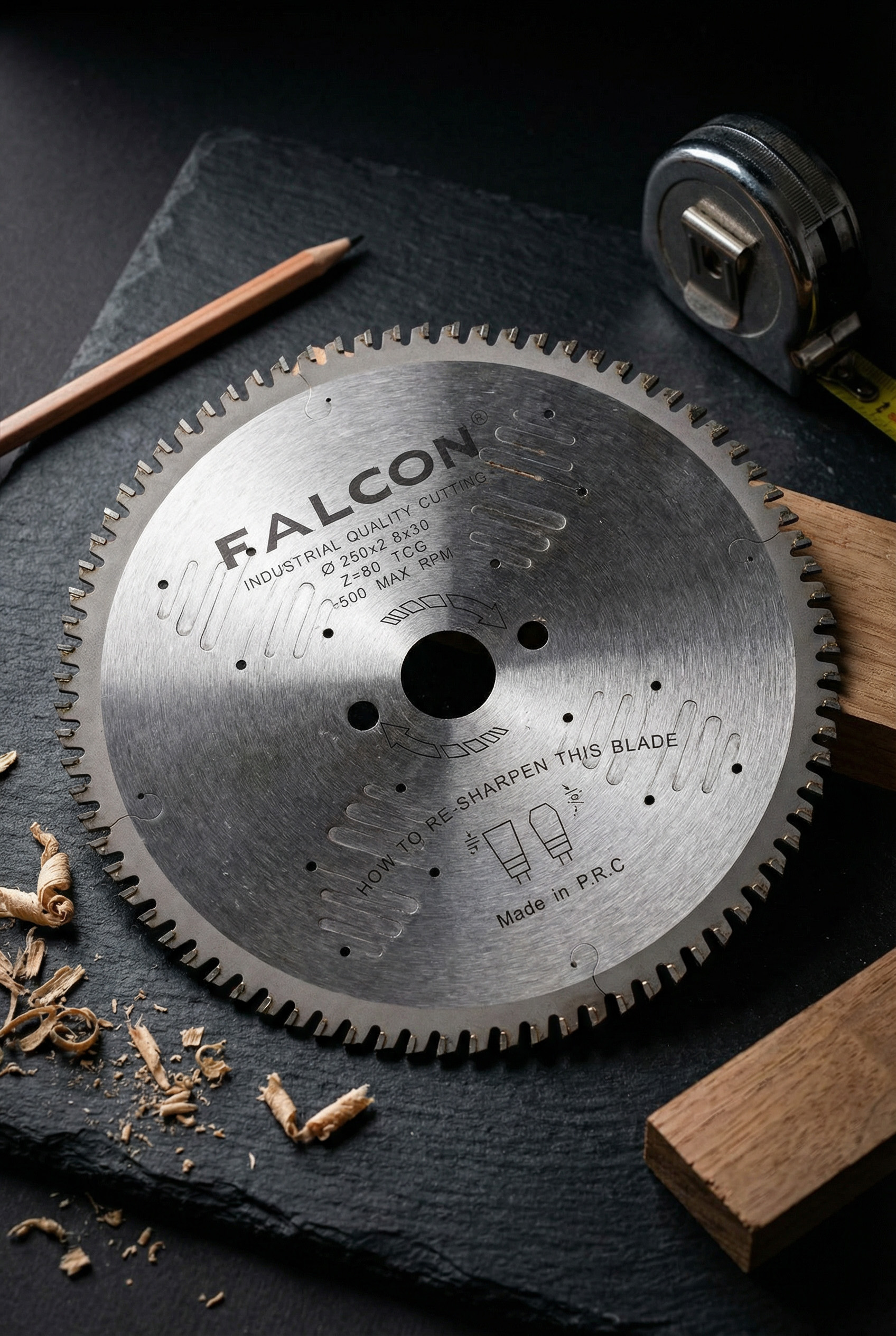 تیغه اره دیسکی TCT فالکون ۲۵۰ میلی‌متر ۸۰ دندانه مخصوص برش چوب - کد 507