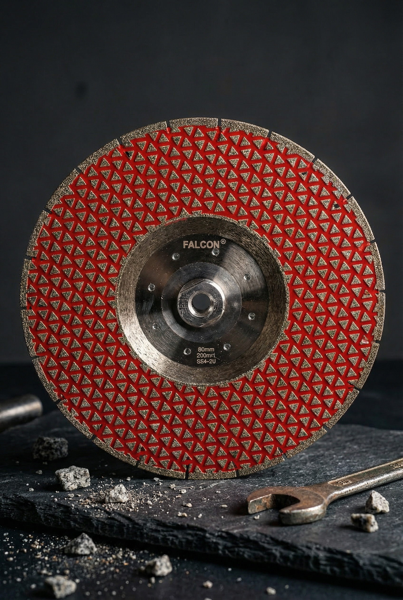 صفحه ساب الماسه فالکون ۲۰۰ میلی‌متر طرح مثلثی مخصوص سنگ و بتن - کد 510